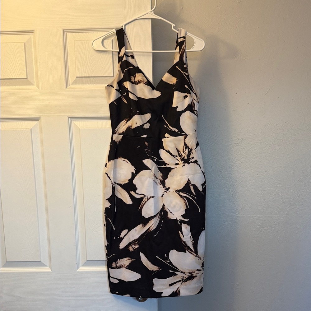 Elegant Black and White Floral Dress